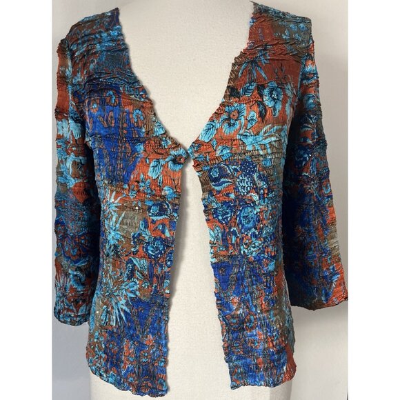 Alberto Makali Jackets & Blazers - Vtg Alberto Makali size M Multicolor Jacket Lightweight Crinkle Sequin Front